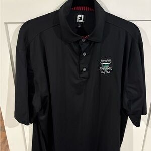 FootJoy Black Northfield Golf Club Polo with Green & White Crest